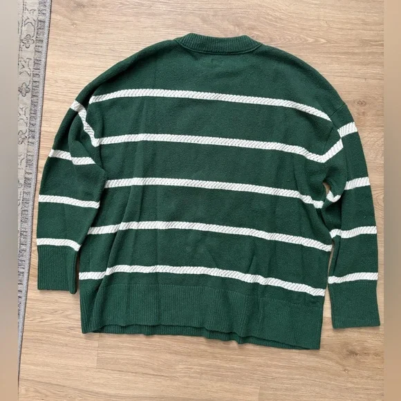 Aerie Softest Luxe Crew Sweater Green Striped - Picture 6 of 10